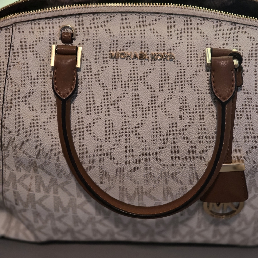 Michael Kors Signature Brown and Cream Satchel